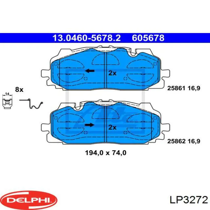 Гальмівні колодки Delphi LP3272 ціна, від 48.52 USD