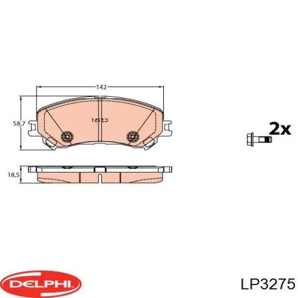 Купити LP3275 Delphi Колодки гальмівні передні, дискові