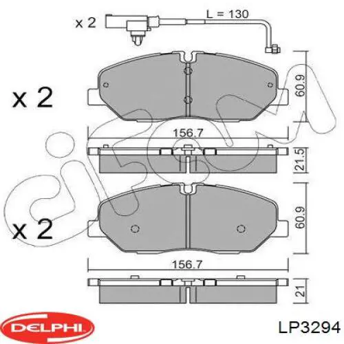 Купити LP3294 Delphi Колодки гальмівні передні, дискові