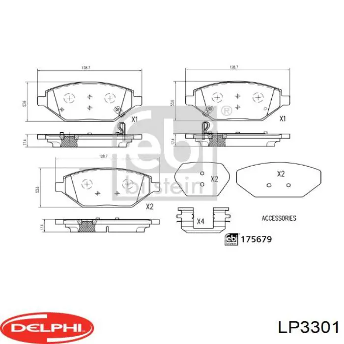 Купити LP3301 Delphi Колодки гальмівні передні, дискові