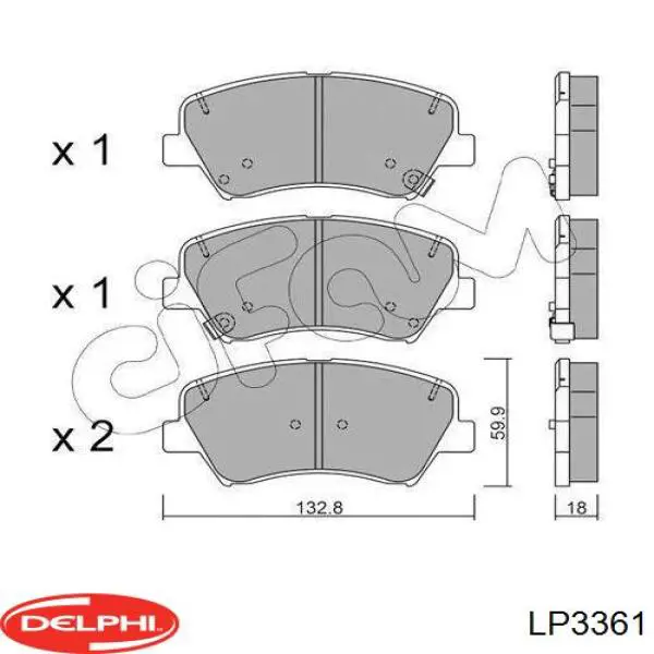 Колодки гальмівні передні, дискові LP3361 Delphi