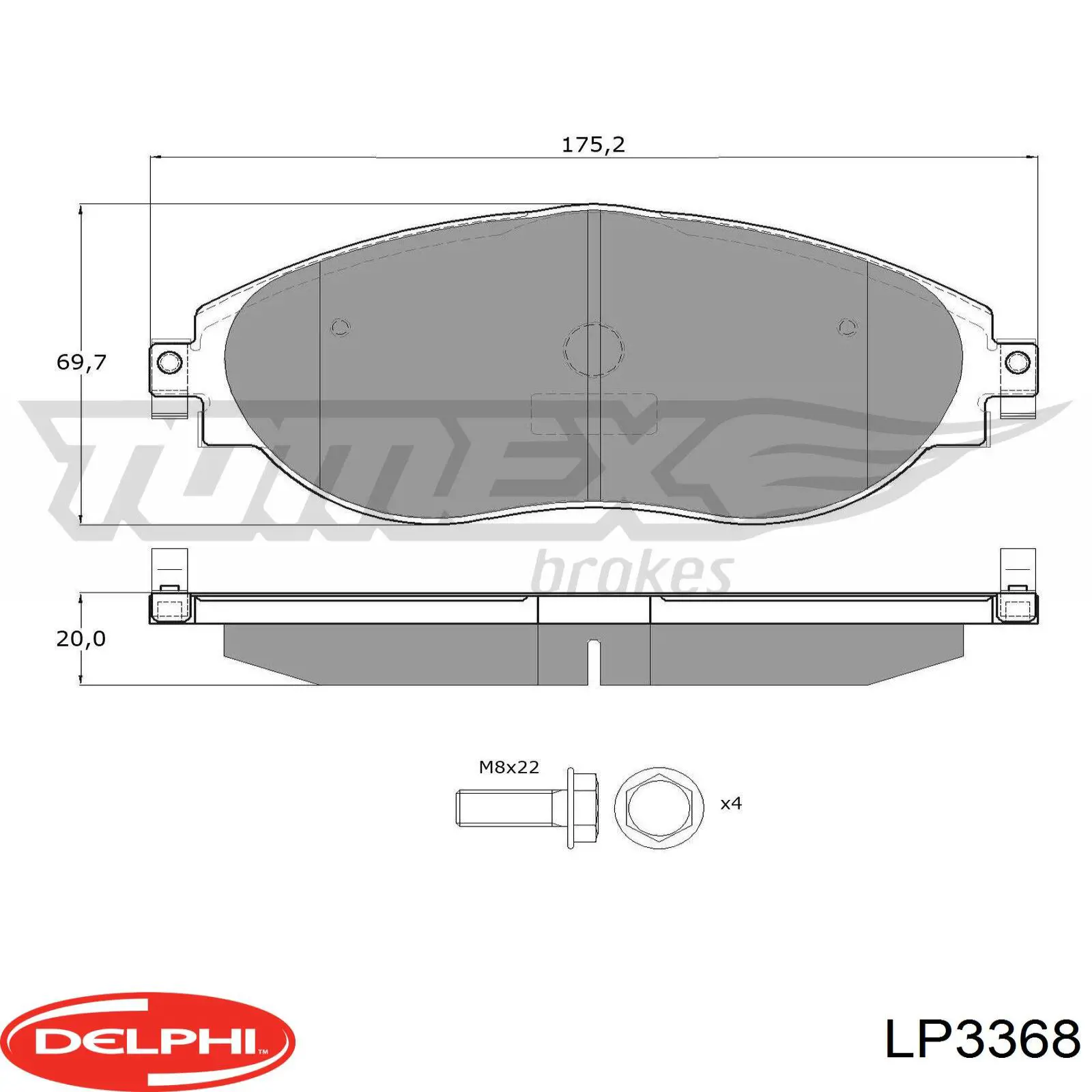 Колодки гальмівні передні, дискові LP3368 Delphi