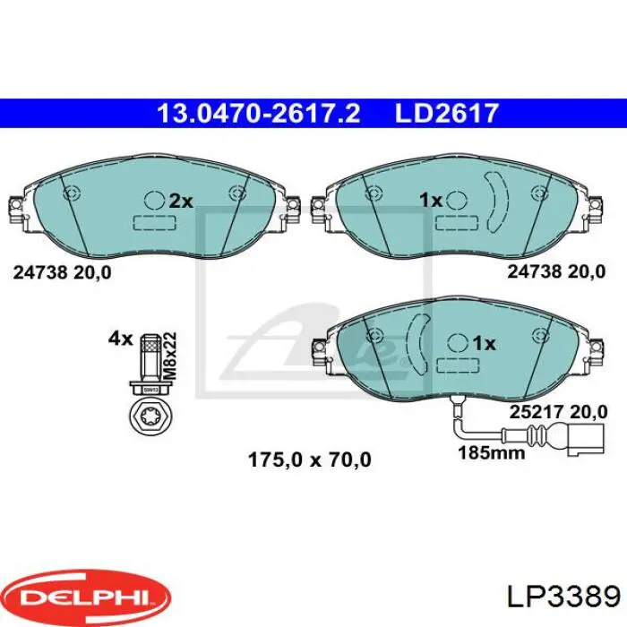 Гальмівні колодки Delphi LP3389 ціна, від 54.48 USD