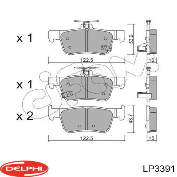 Задні гальмівні колодки Delphi LP3391 ціна, від 34.21 USD