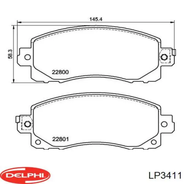 Купити LP3411 Delphi Колодки гальмівні передні, дискові