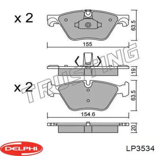 Купити LP3534 Delphi Колодки гальмівні передні, дискові