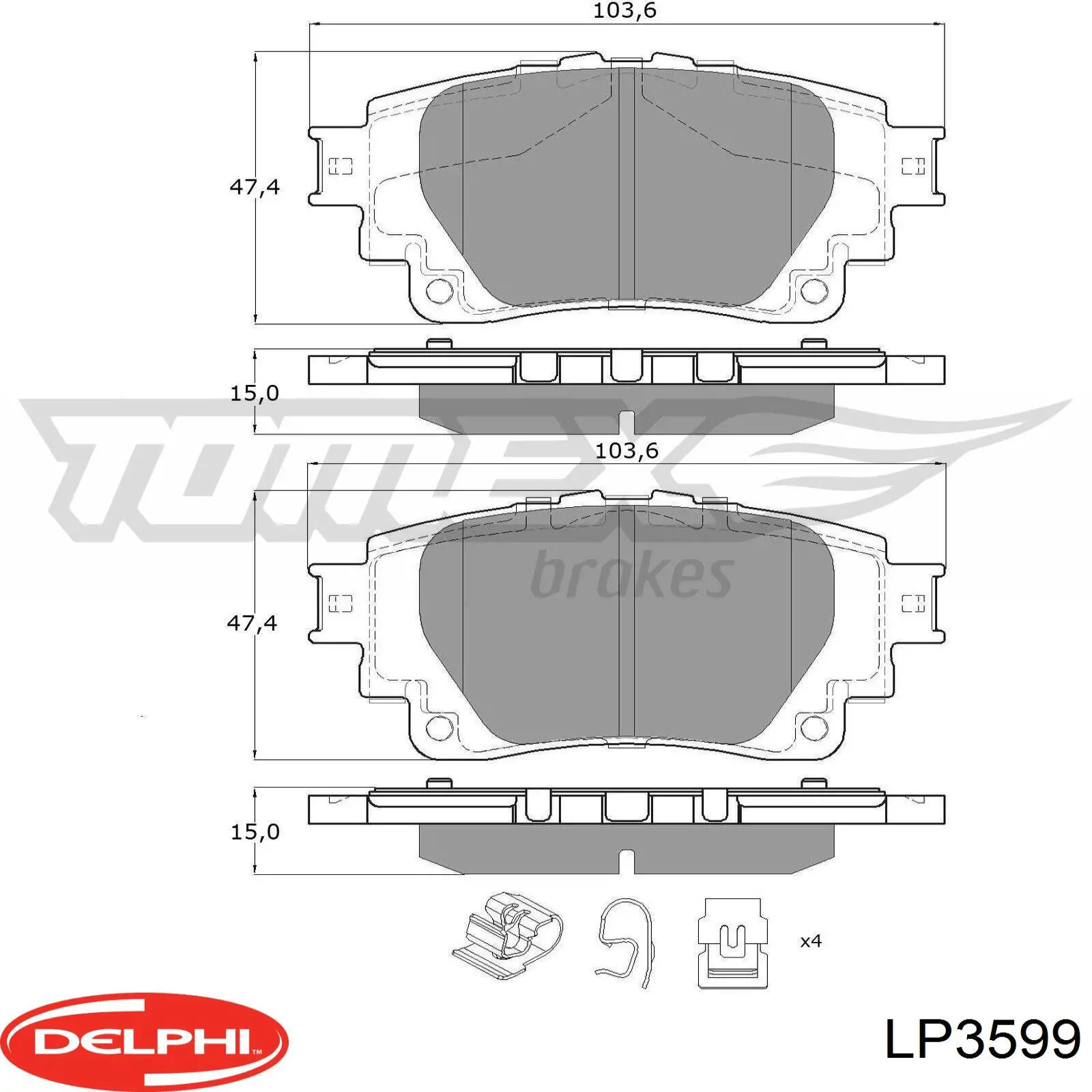 LP3599 Delphi Колодки гальмівні задні, дискові