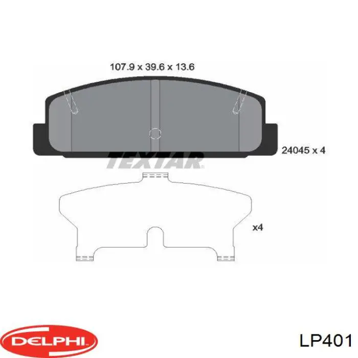 Задні гальмівні колодки Delphi LP401 ціна, від 17.74 USD