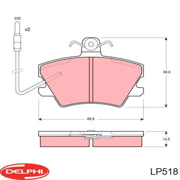 Колодки гальмівні передні, дискові LP518 Delphi