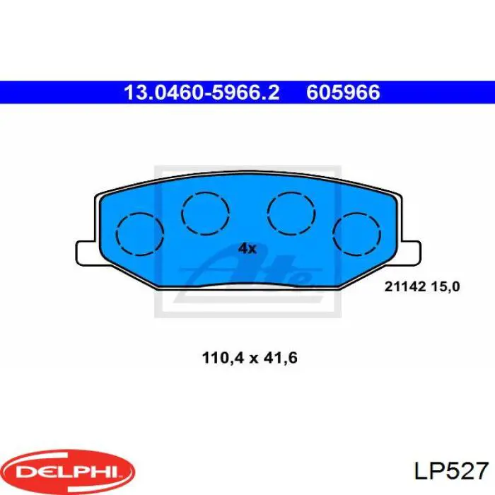 LP527 Delphi колодки гальмівні передні, дискові