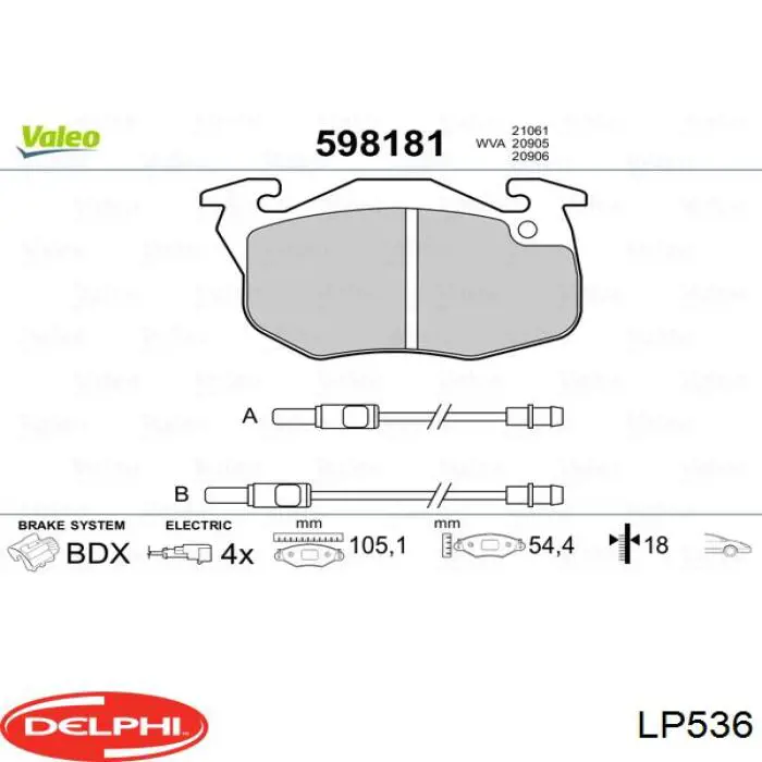 Передні тормозні колодки LP536 Delphi