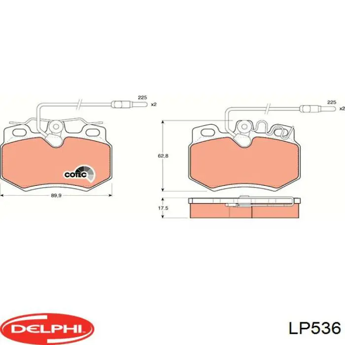 LP536 Delphi колодки гальмівні передні, дискові