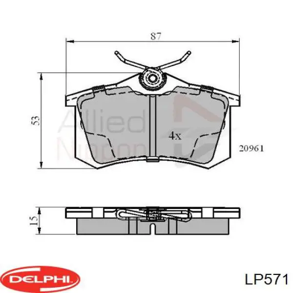 Задні гальмівні колодки Delphi LP571 ціна, від 13.12 USD