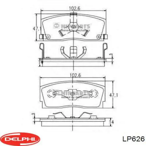 Колодки гальмівні передні, дискові LP626 Delphi