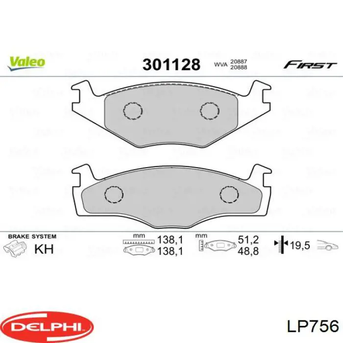 Гальмівні колодки Delphi LP756 ціна, від 13.11 USD