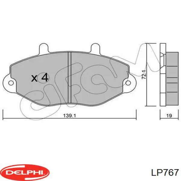 Колодки гальмівні передні, дискові LP767 Delphi