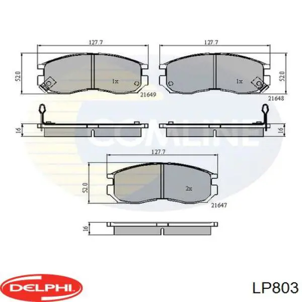 LP803 Delphi колодки гальмівні передні, дискові