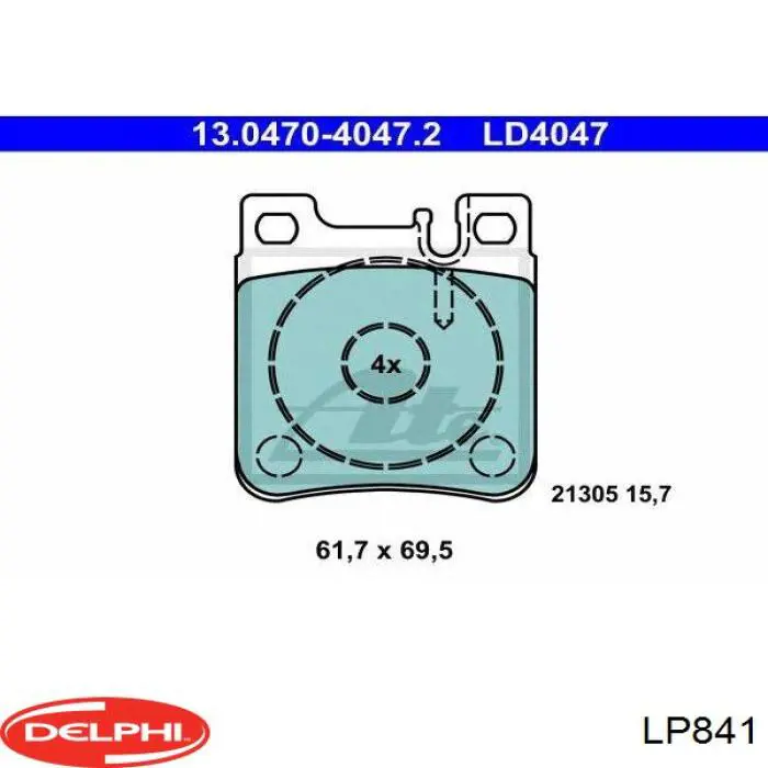 LP841 Delphi колодки гальмові задні, дискові