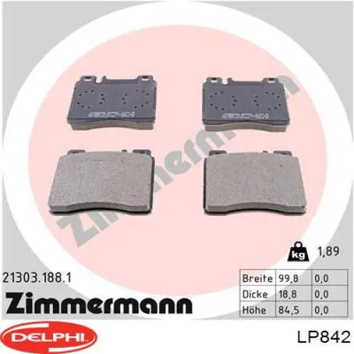 Гальмівні колодки Delphi LP842 ціна, від 28.86 USD