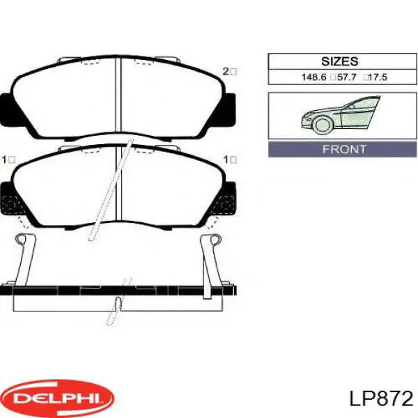Гальмівні колодки Delphi LP872 ціна, від 24.99 USD