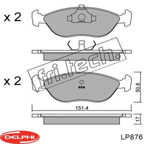 LP876 Delphi колодки гальмівні передні, дискові