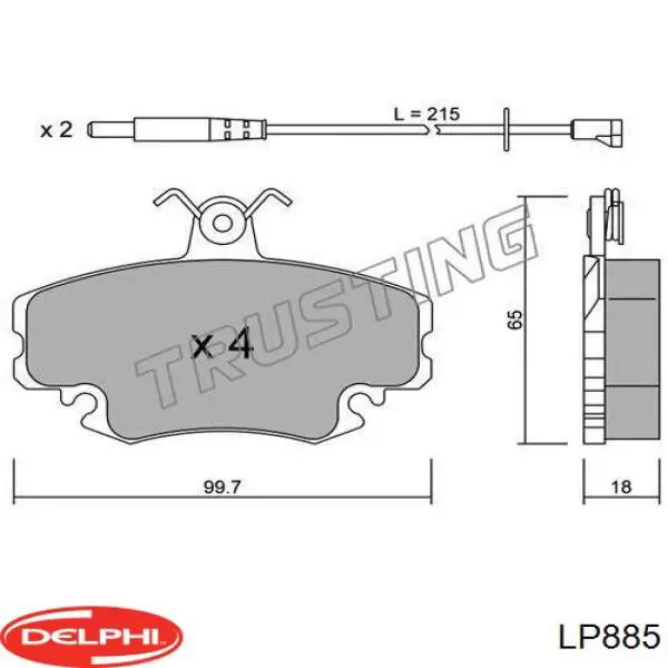 LP885 Delphi Передні гальмівні колодки
