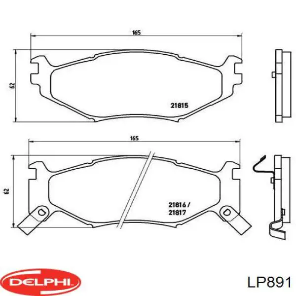 Колодки гальмівні передні, дискові LP891 Delphi