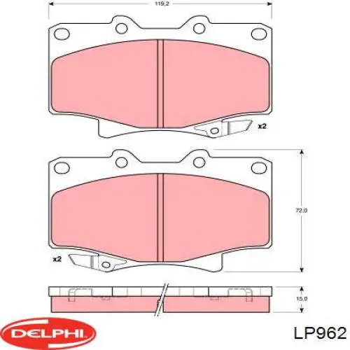 LP962 Delphi колодки гальмівні передні, дискові