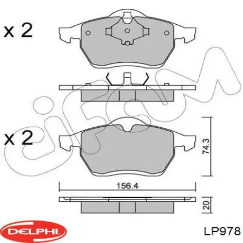 Гальмівні колодки Delphi LP978 ціна, від 24.37 USD