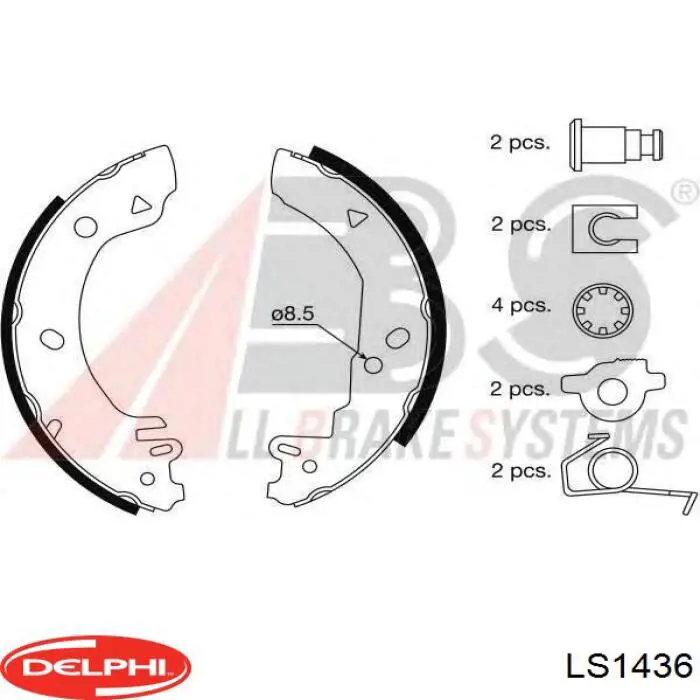 Колодки гальмові задні, барабанні LS1436 Delphi