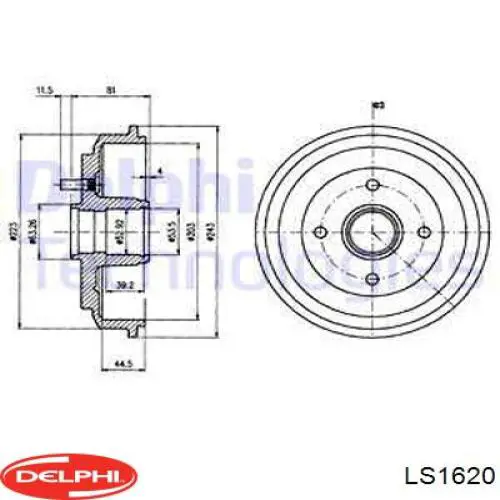 Колодки гальмові задні, барабанні LS1620 Delphi