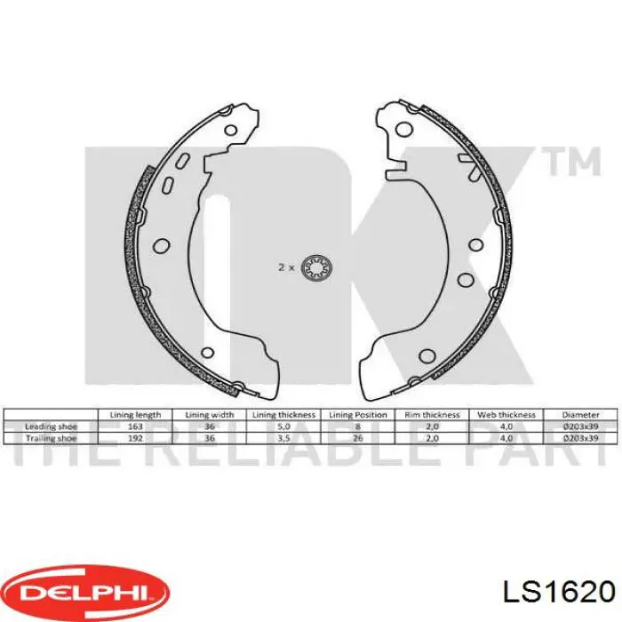 Купити LS1620 Delphi Колодки гальмові задні, барабанні