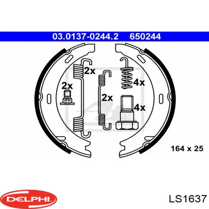 Колодки ручника / стоянкового гальма Delphi LS1637 ціна, від 11.79 USD