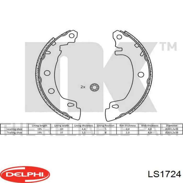 Колодки гальмові задні, барабанні LS1724 Delphi
