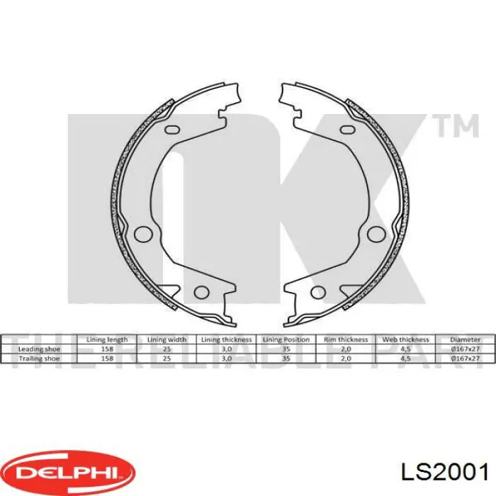 Колодки ручника LS2001 Delphi