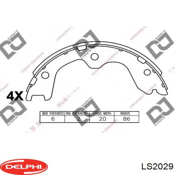 Колодки ручника / стоянкового гальма Delphi LS2029 ціна, від 25.34 USD