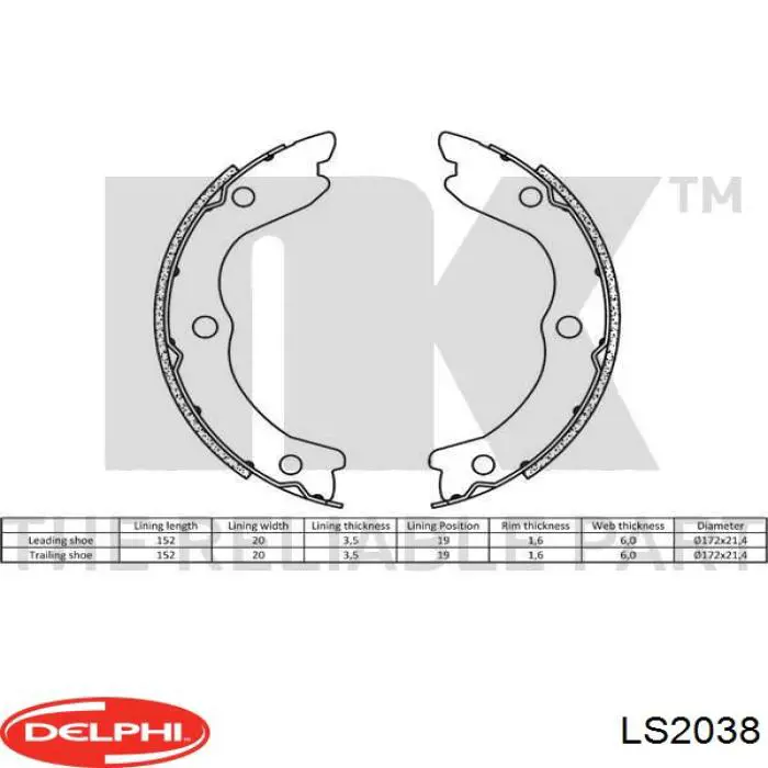 Колодки ручника LS2038 Delphi