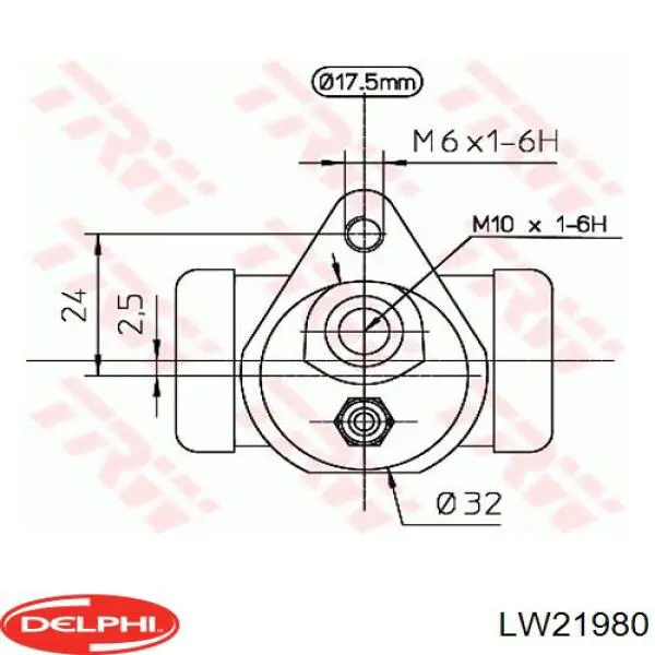 Циліндр гальмівний колісний/робітник, задній LW21980 Delphi