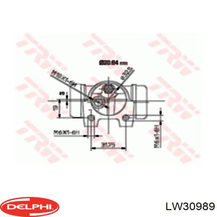 Купити LW30989 Delphi Циліндр гальмівний колісний/робітник, задній