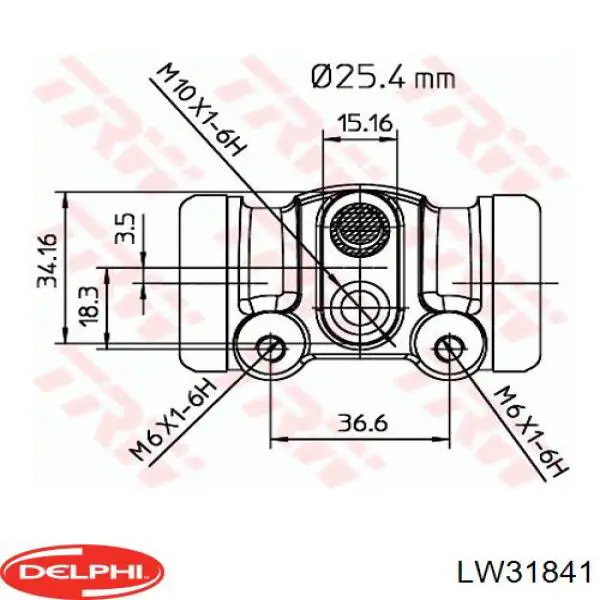 Циліндр гальмівний колісний/робітник, задній LW31841 Delphi