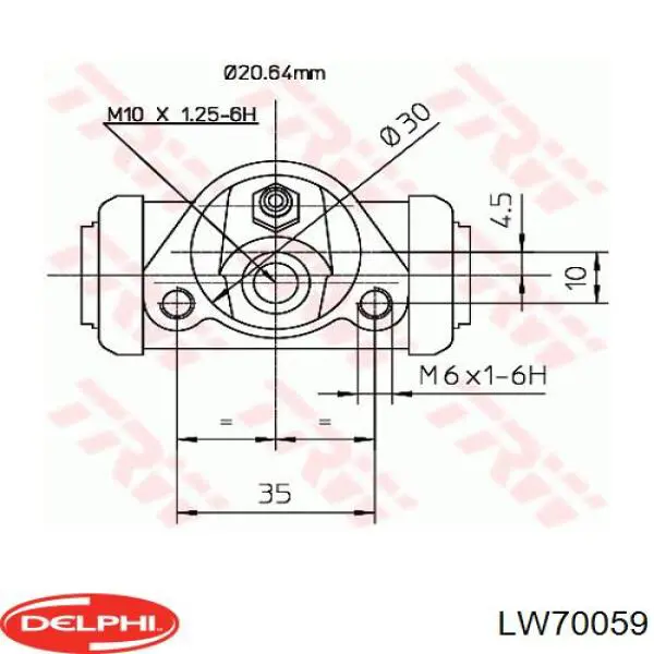 Купити LW70059 Delphi Циліндр гальмівний колісний/робітник, задній