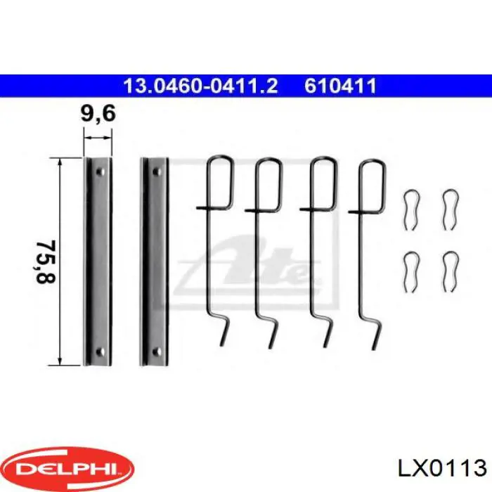 LX0113 Delphi ремкомплект гальмівних колодок
