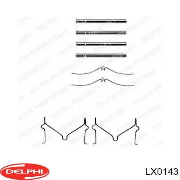 LX0143 Delphi комплект пружинок кріплення дискових колодок, передніх