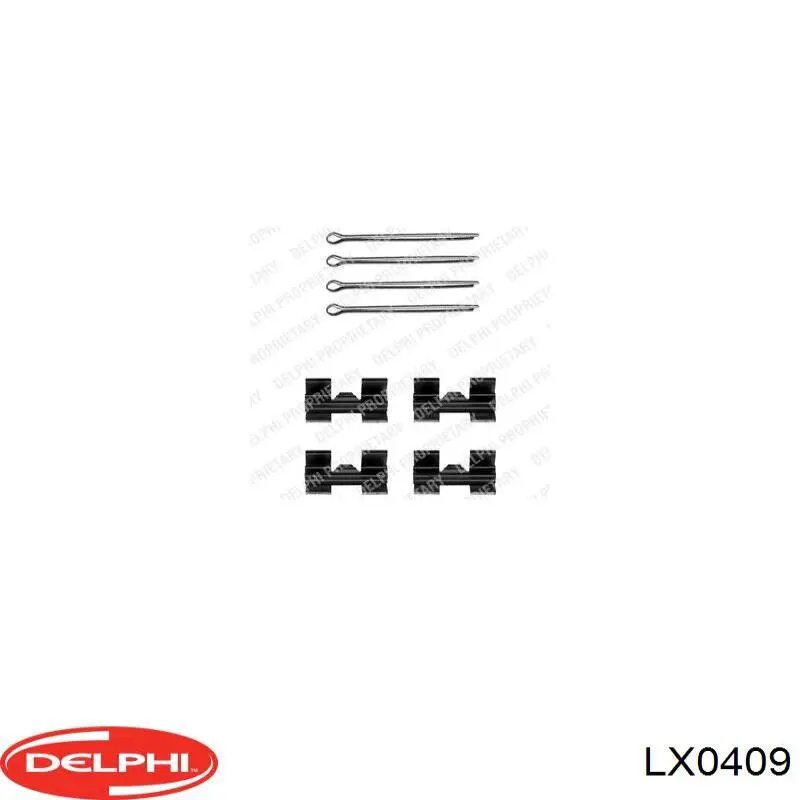 LX0409 Delphi комплект пружинок кріплення дискових колодок, передніх