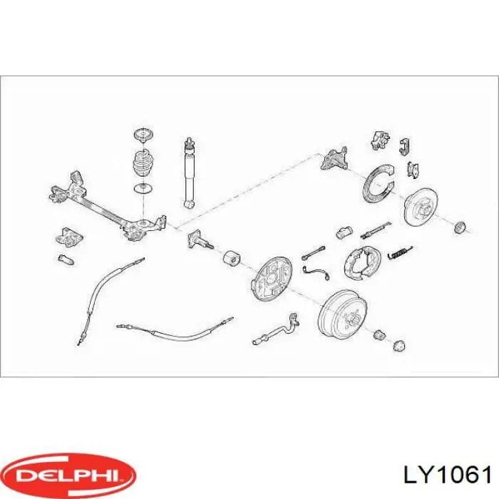 Монтажний комплект задніх барабанних колодок Delphi LY1061 ціна, від 6.57 USD
