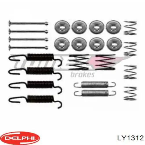 Купити LY1312 Delphi Монтажний комплект задніх барабанних колодок