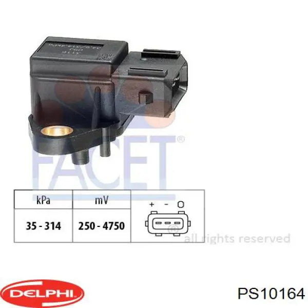 Купити PS10164 Delphi Датчик абсолютного тиску