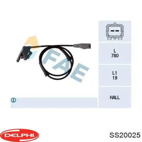 Датчик АБС (ABS) задній Delphi SS20025 ціна, від 18.88 USD