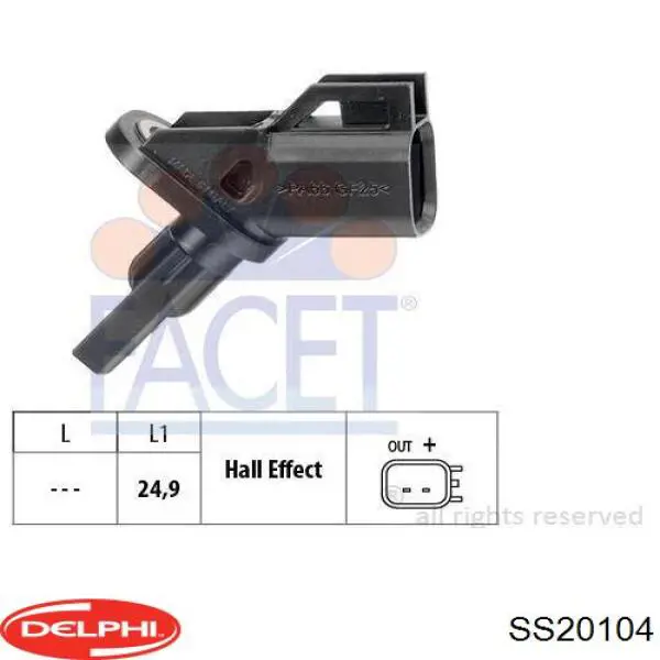 Датчик ABS передній Delphi SS20104 ціна, від 24.78 USD
