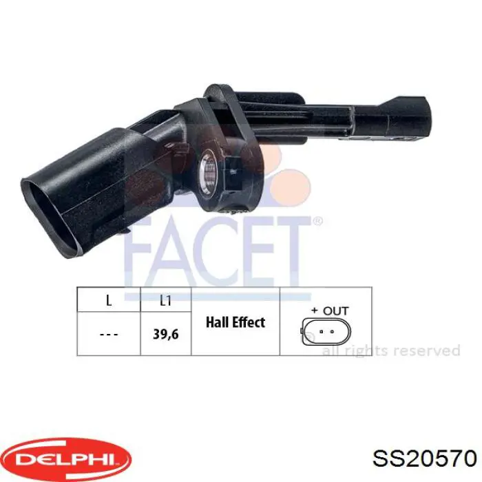 Датчик АБС задній лівий Delphi SS20570 ціна, від 19.52 USD